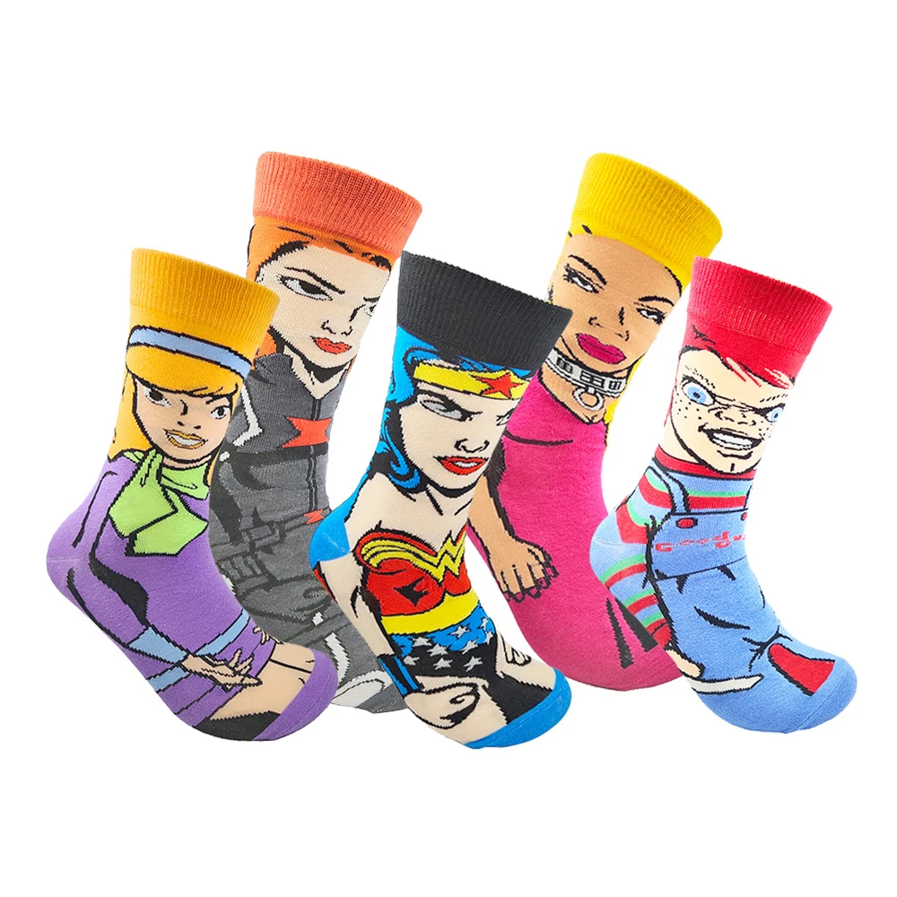 3Pairs Anime Sock Fashion Funny Novelty Hip Hop Cartoon Anime Men Women Comfort Happy Sports Skateboard Cotton Breathable Socks