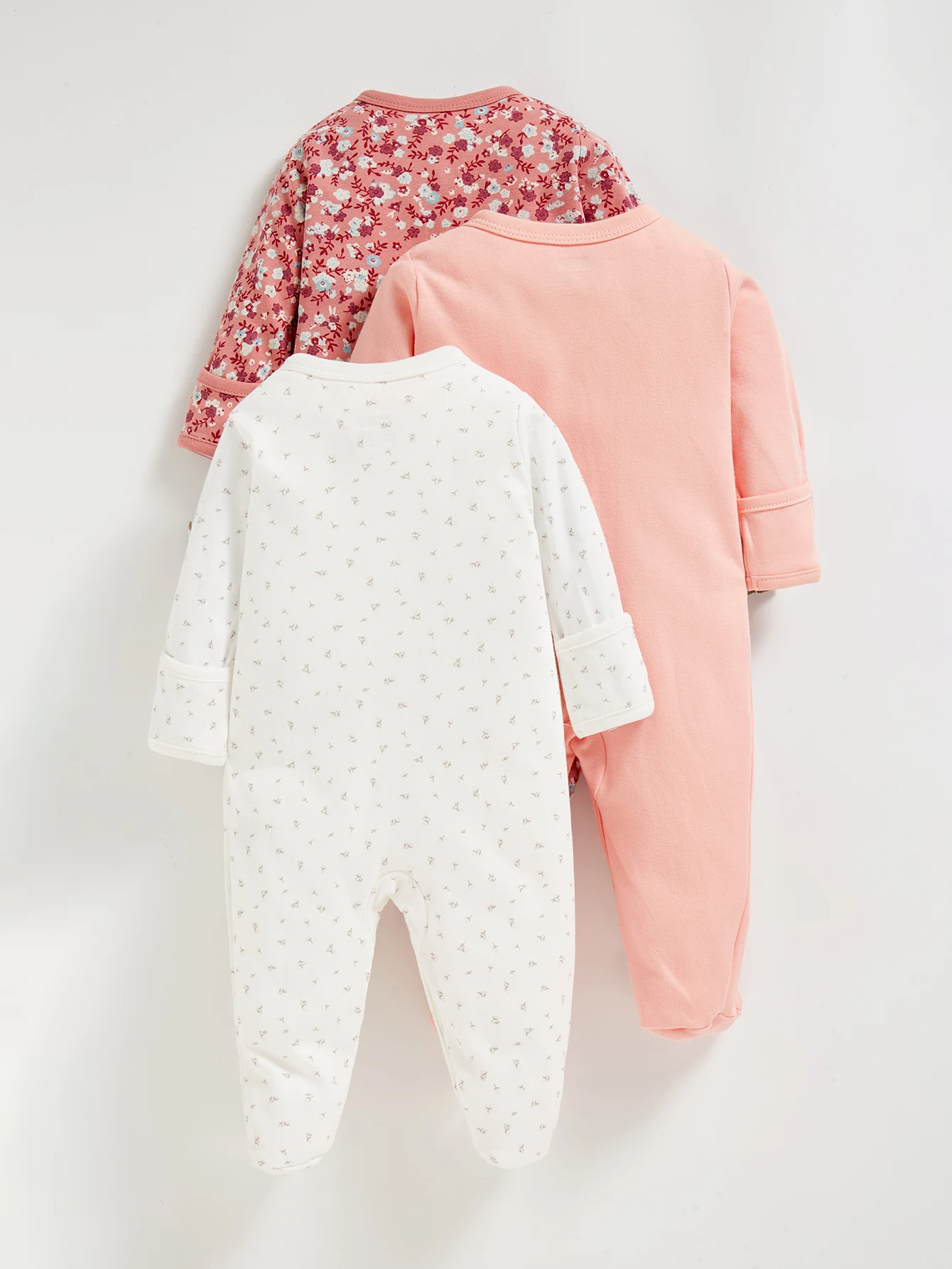 Girls Cotton Floral printed jumpsuit 0-12 months Long sleeved jumpsuit Soft baby clothing Multi-Color Combos 3PCS