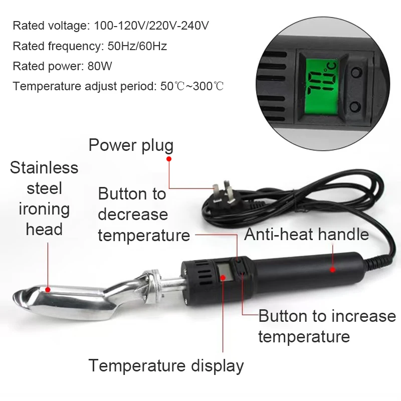 Digital display Adjustable Temperature Electric Soldering Ironing Machine Heat Press Bag Leather Craft Dry Iron Wrinkle Removal 3