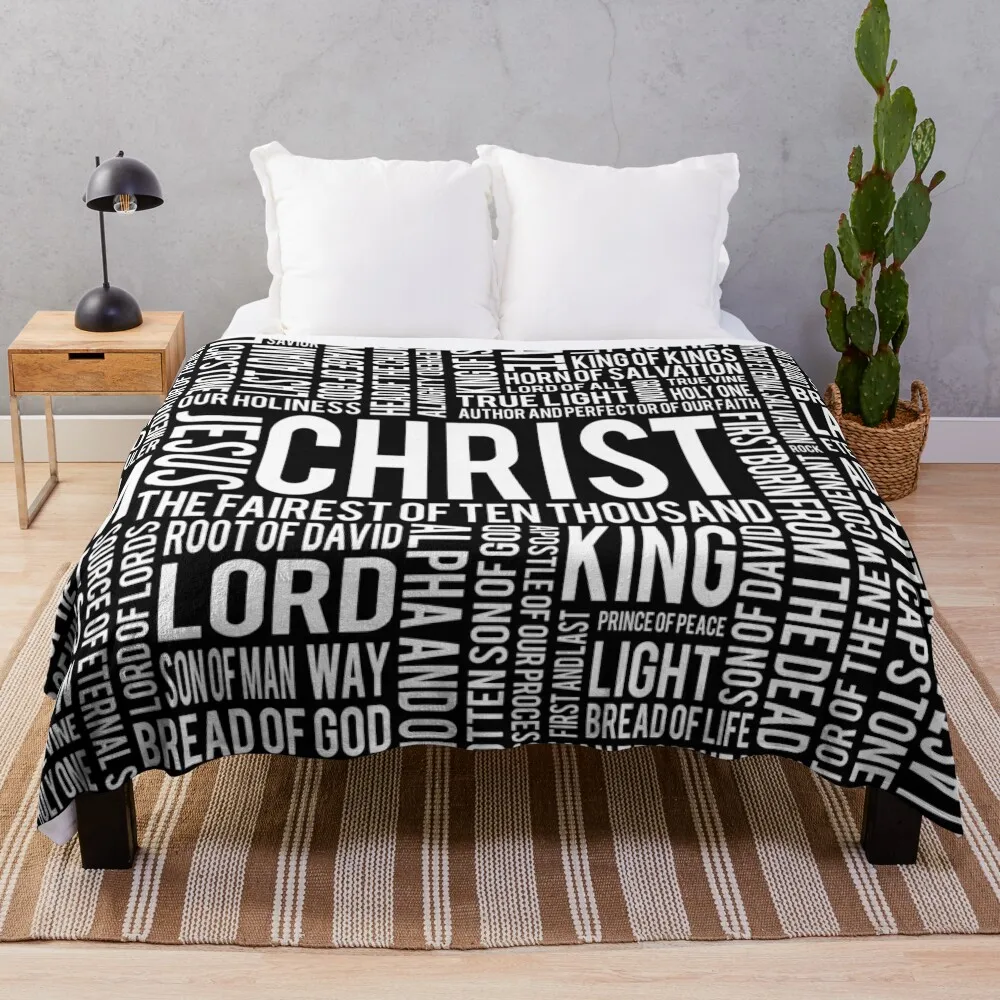 

100 Names of Christ - White Throw Blanket Decorative Sofa Blankets Hairy Blanket cosplay anime