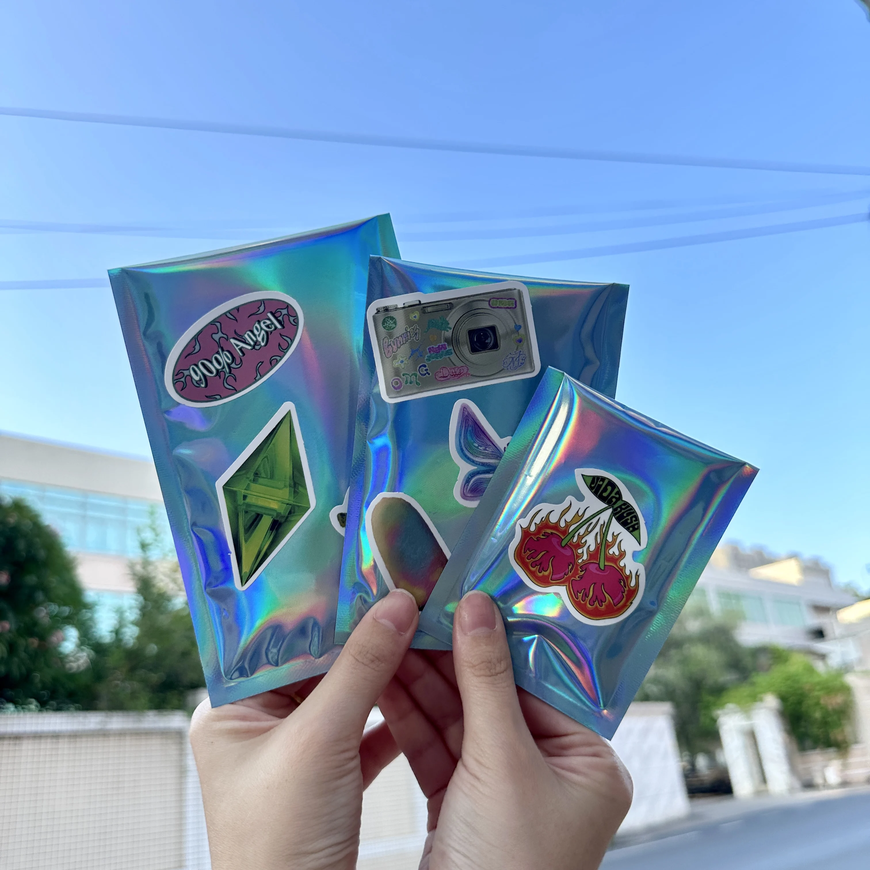 50pcs 색상 레이저 셀프 인감 홀로그램 봉투 택배 가방 선물 카드, 엽서, 배지, 선물, 립스틱, 인사말 카드