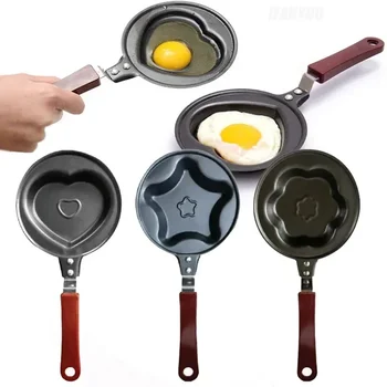 Mini padella per cartoni animati in acciaio inossidabile antiaderente per uso domestico cuore d'amore stella a forma di fiore padella colazione uova fritte strumenti per la casa 1