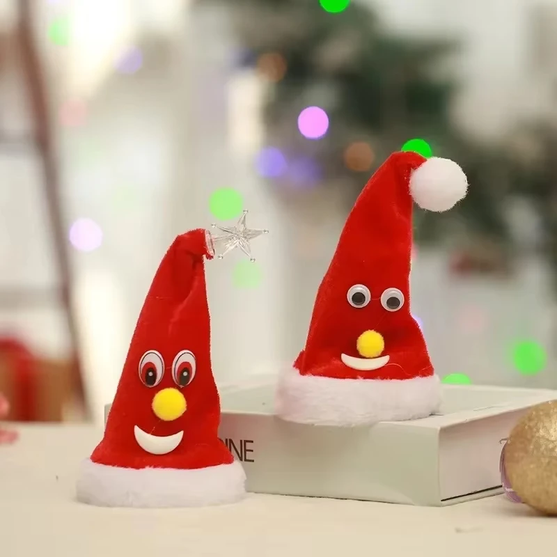 Swing Singing Christmas Tree Hat Electric Glowing Music Plush Christmas Hat Bonnet For Kid Xmas Home Decoration