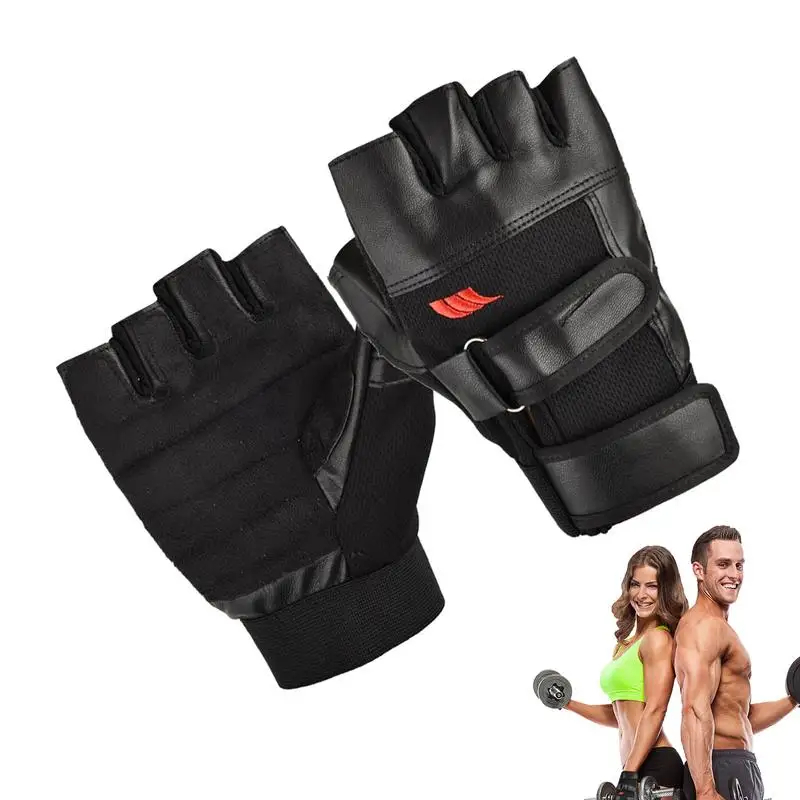 цена Gym Gloves Wristbands Workout Gloves Adjustable Breathable Fingerless Weightlifting Gloves Sports Gear For Training Weight