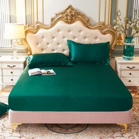 Satin Rayon Fitted Sheet Solid Color Mattress Cover With Elastic Band Bed Sheet High-End Home Hotel Bedding Fit Sheet 2