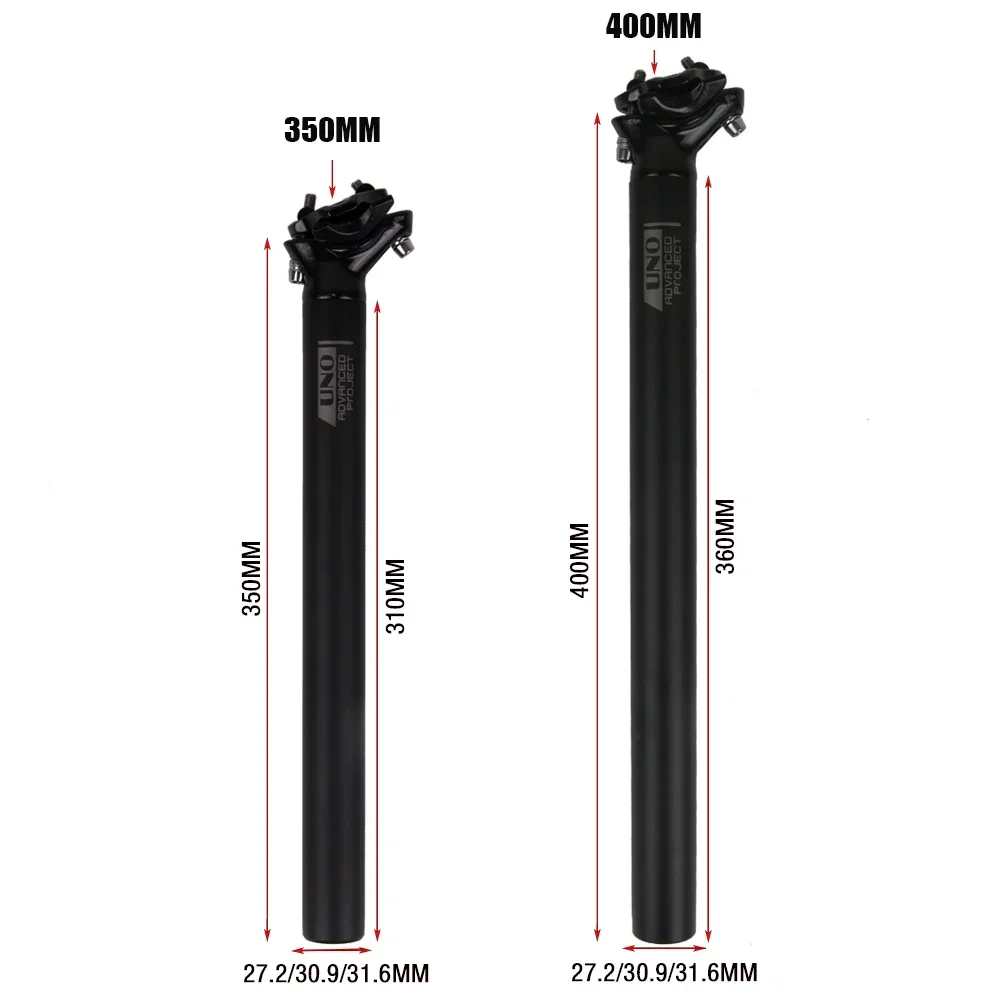 UNO Mountain Bike Seatpost 27.2/30.9/31.6MM 350/400MM Seat Post Tube Aluminum Alloy MTB Road Cycling Bicycle SeatPost Bicycle Pa