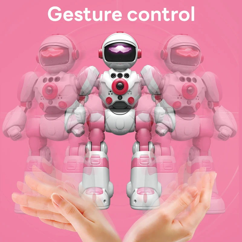 Robot Dance Toys Robot Toy Remote Control Robot Toy Pink 2.4g RC robot remote control programming English space remote touch gesture induction dance Children gift