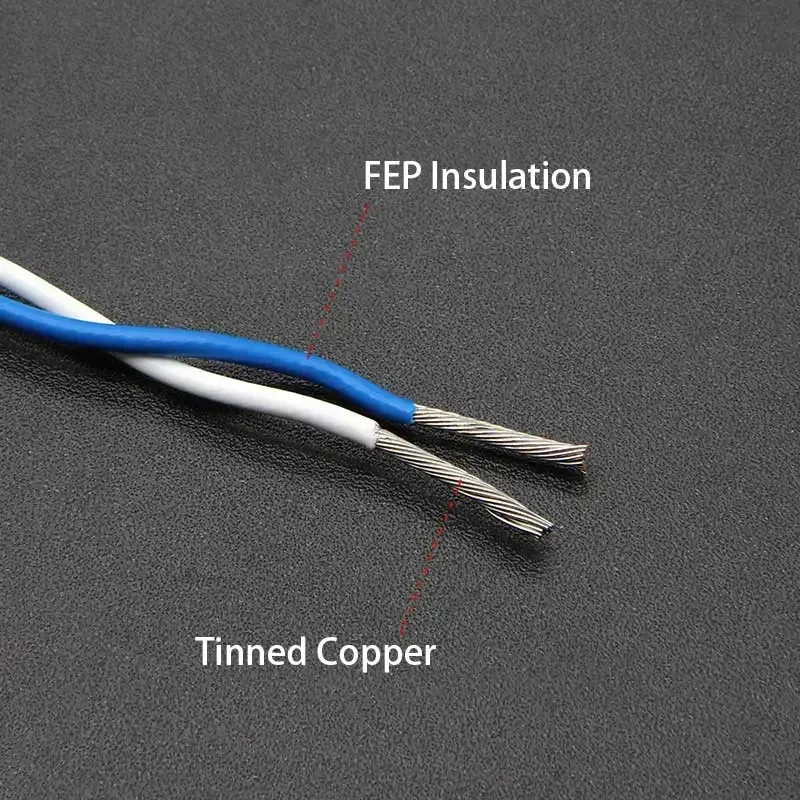 Description Picture 2 of item2~10m AFS200 PTFE Wire 2pins 26/25/24/22/20/18/17/15/13AWG High Temperature DIY FEP Twised Pair Electronic Signal Copper Cable