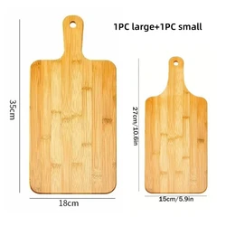 Bamboo Wooden Cutting and Serving Board with Handle for Kitchen and Charcuterie (2pcs set)