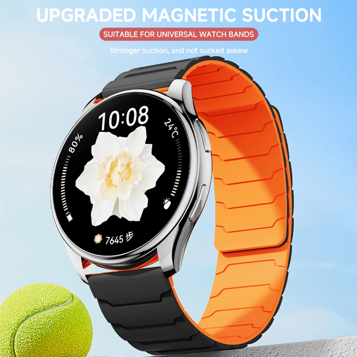Magnetic Smartwatch Strap - 20mm/22mm Adjustable Bracelet Band