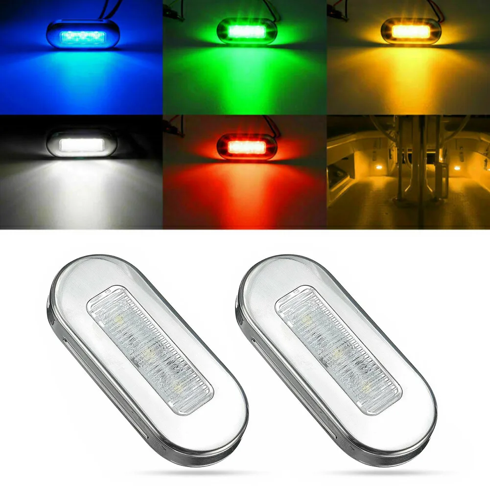 2pcs 12V 3 LED 해양 보트 Transom 빛 LED 무료 빛 나사 요트 해양 보트 캐빈 데크 램프 방수 LED 직사각형