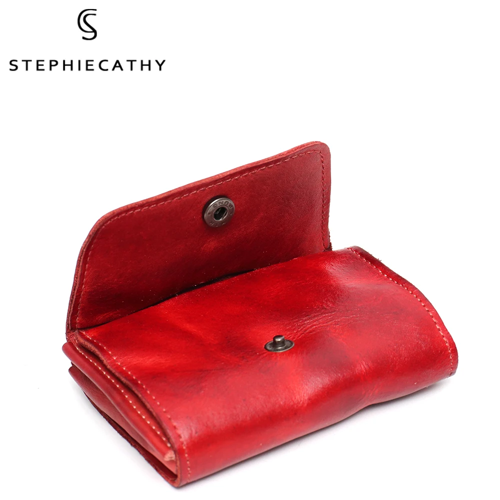 SC-cartera Vintage de genuino para mujer, Retro a mano, con bolsillo y solapa pequeña, monedero, tarjetero - AliExpress Maletas y