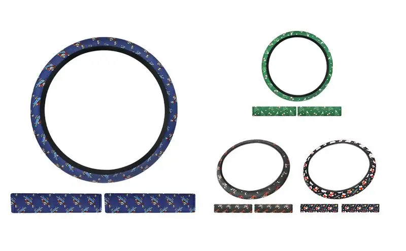 

Universal Steering Protector Christmas Steering Wheel Cover Set Christmas Print Anti Slip Car Steering Wheel Case For Cars SUVs