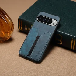 Premium Wallet Phone Case with Elastic Band and Card Slot Holder - Shockproof PU Leather Cover - Google Pixel 8 Pro (Blue)