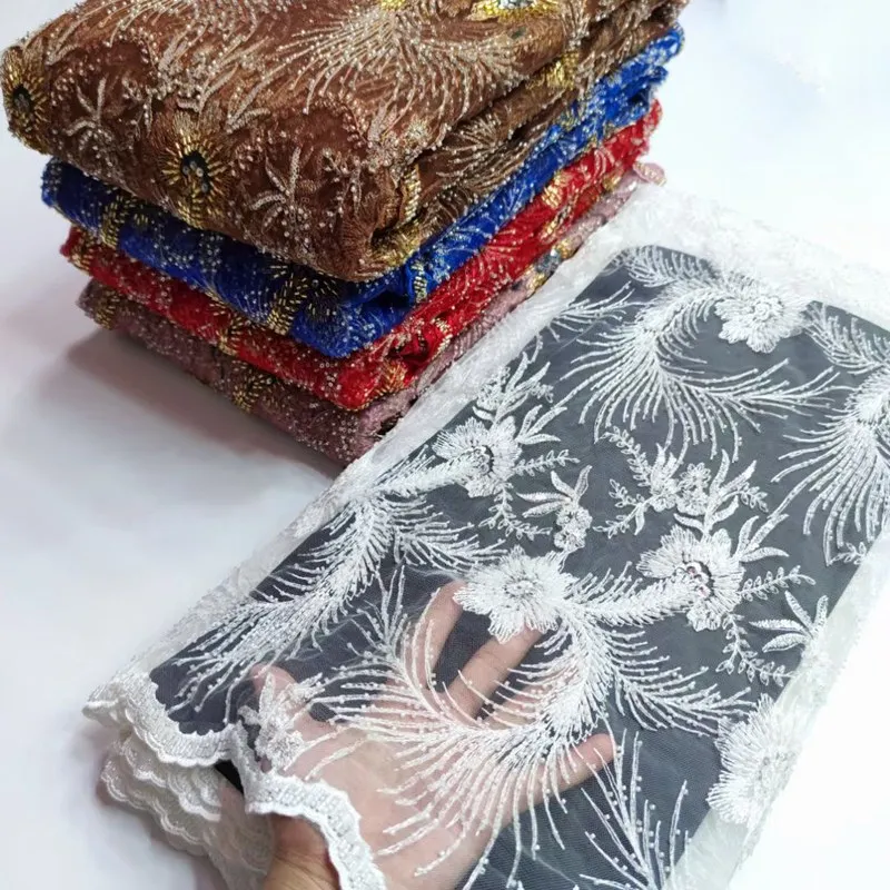 

Новейшая модная Высококачественная Роскошная вышивка ручной работы, тяжелая кружевная ткань TS1955