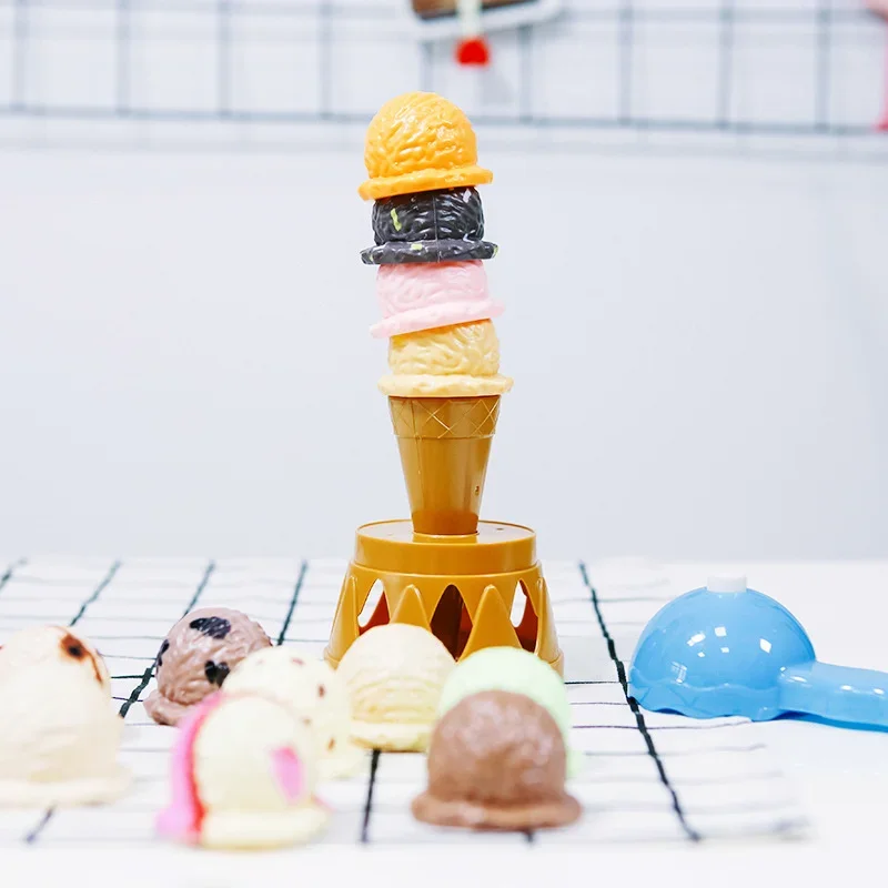 Children Ice Cream Stack Tower Toys Balance Games Simulation Food Pretend Play Montessori Educational Kitchen Toy For Baby Gifts 5