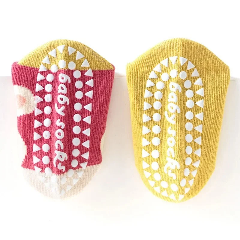 5 Pairs Children's Cotton Socks 1-12Ys Mid-tube Dispensing Floor Playground Non-slip Socks Trampoline Toddler Socks 3