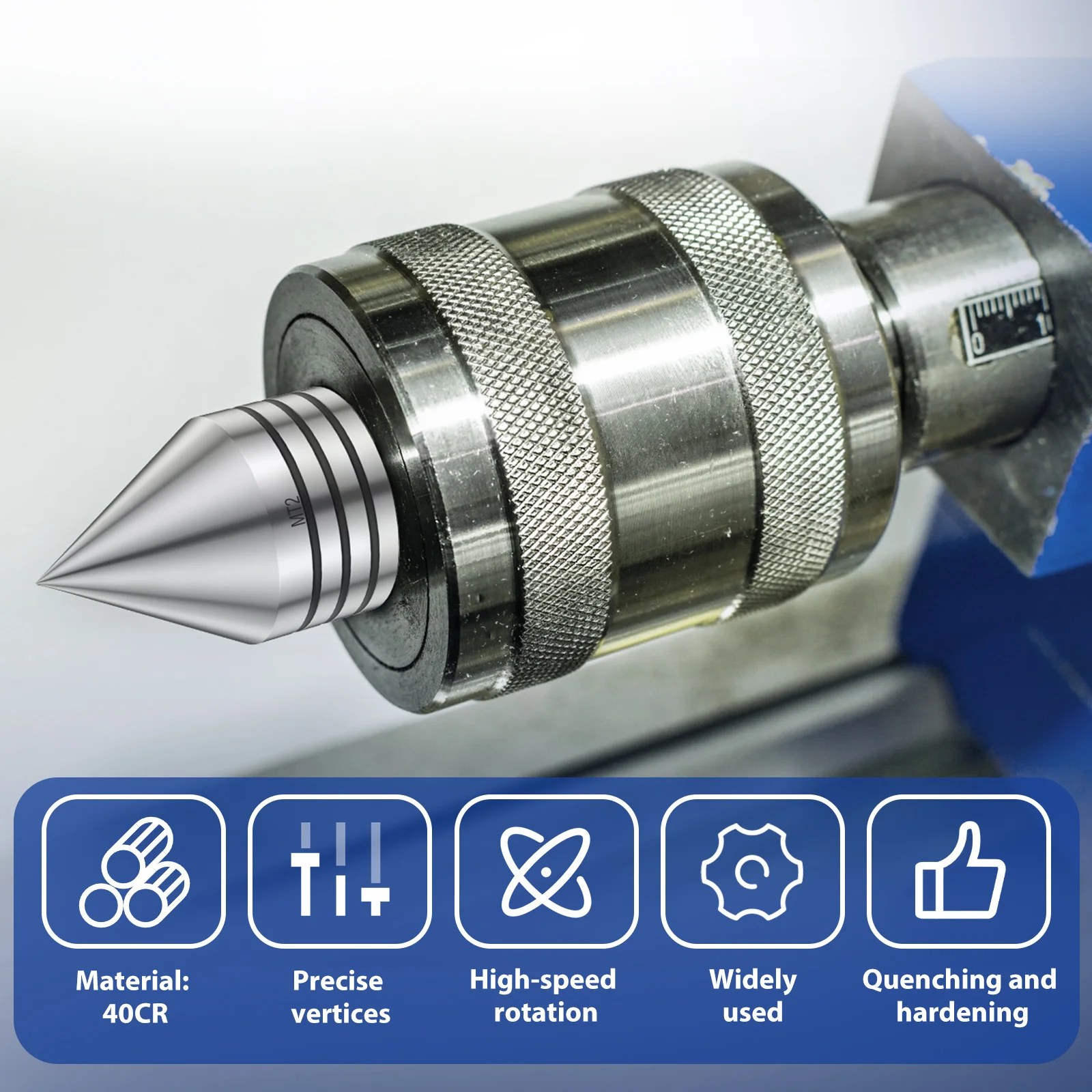 MT2 Precision Live Revolving Center Medium High Speed Bearing Lathe Tool Rotary Center Dustproof Tailstock for Lathe