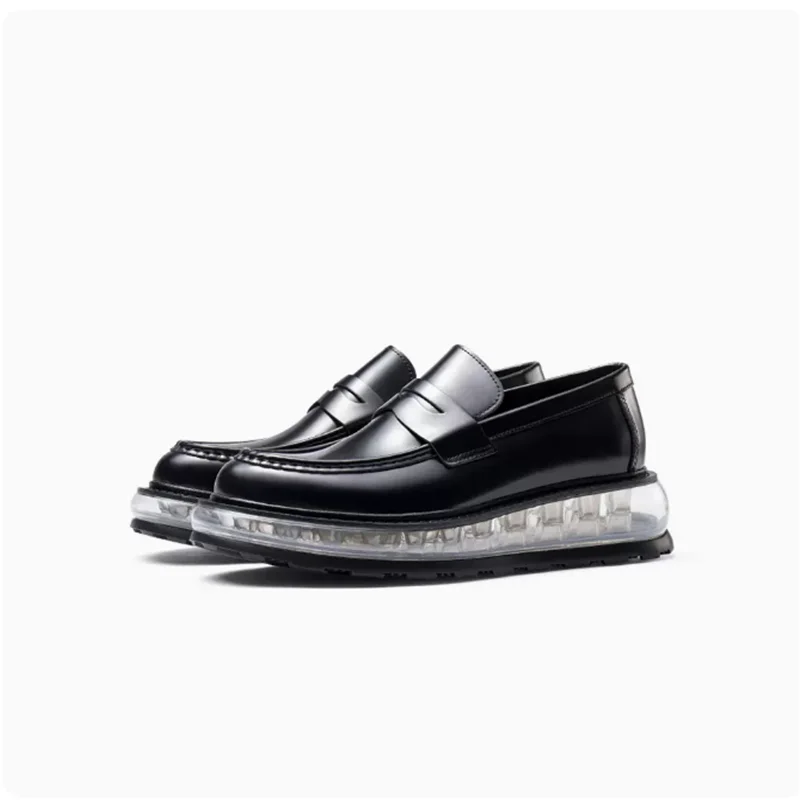 Men air-cushioned business leather one-pedal thick-soled raised lazy shoes