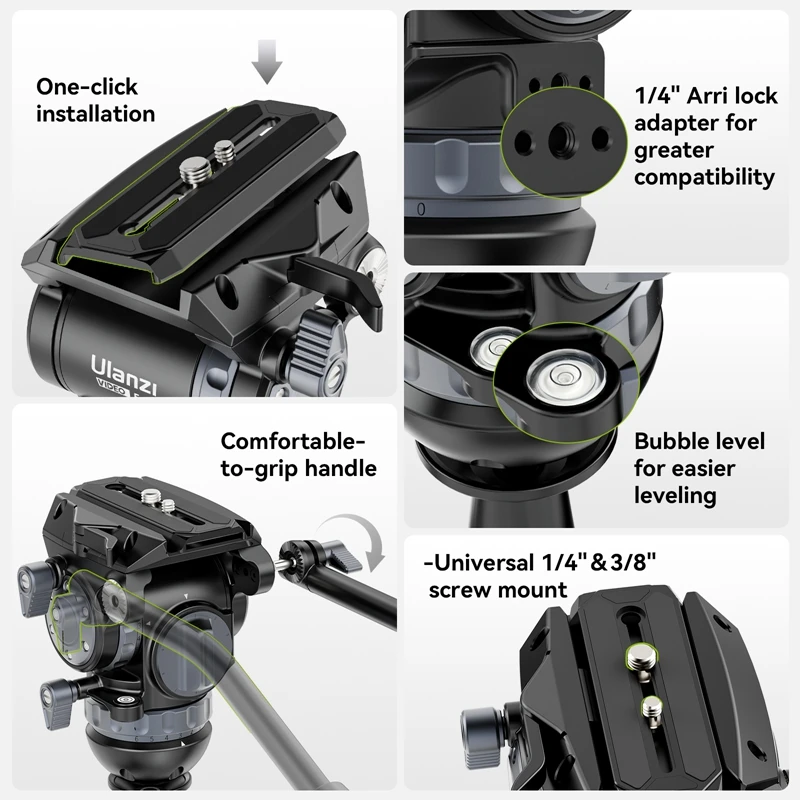 Ulanzi Video Fast Heavy Duty Carbon Fiber/Aluminum Tripod 10KG Load Capacity for Outdoor Photograph Professional Camera Tripod