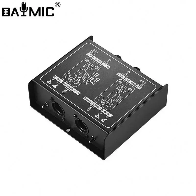 Audio DI Box Audio DI Box 2 channel Passive DIRECT BOX mini Injection Audio Converter DB 02 Music DJ Equipment For Live Show outdoor