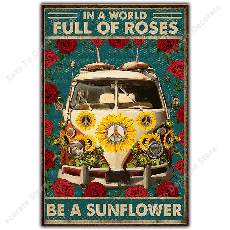 

Vintage Art Abstract Travel Minibus Canvas Painting Fashion Slogan Wall Art Poster Living Room Bedroom Home Mural Metal Tin Sign