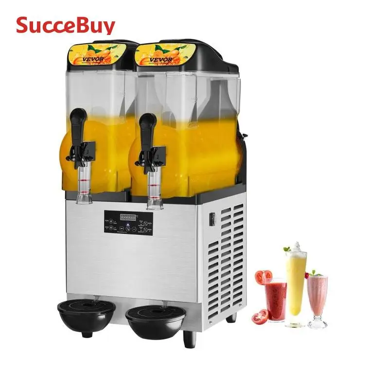VEVOR 2x12L Commercial Slushy Machine Home Slush Maker Frozen Drink Beverage Dispenser Ice-Cool Juice Smoothie Making Equipment