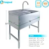Stainless Steel Bar Sink (Sink Size: 38"x19" Three Bowl + Faucet) Kitchen Sinks Multifunction Fixture Home Improvement 2