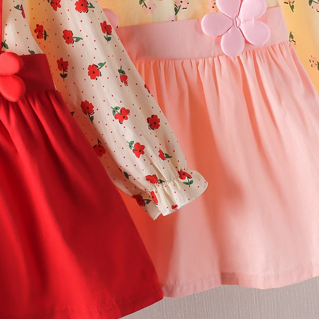Vestido em camadas de princesinha para bebês, manga comprida, vestidos de  aniversário, estilo coreano, moda, fofo, primavera, 2 peças - AliExpress