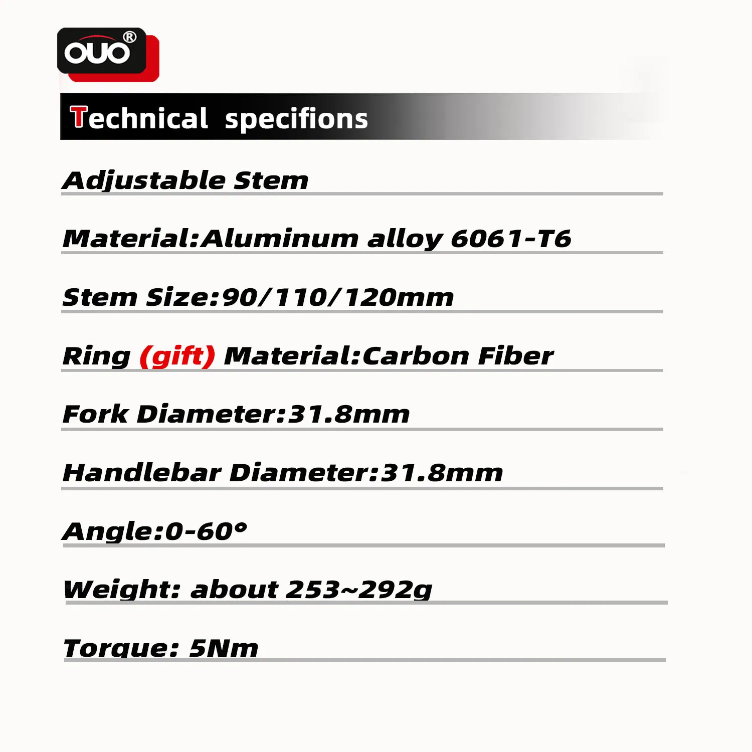 OUO Einstellbarer Fahrradvorbau 31,8 mm MTB-Lenkervorbau-Riser für Giant OD2 31,8 mm Gabelrohr 0–60 Grad MTB Power Bicycl 90/110/120 – Detail 6