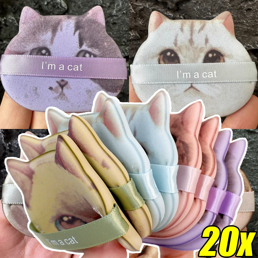 Description Picture 2 of item1/20pcs Cute Cat Puffs Liquid Foundation Cosmetic Makeup Tool Smooth Powder Concealer Beauty Dry and Wet Dual-use Powder Puff