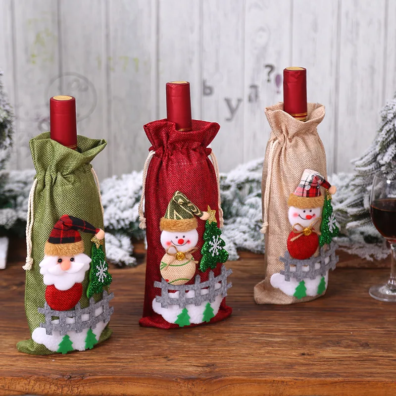 Christmas Wine Bottle Cover christmas decorations Merry Christmas Decor Home Gnomes Table Decor Xmas Gift Happy New Year Navidad