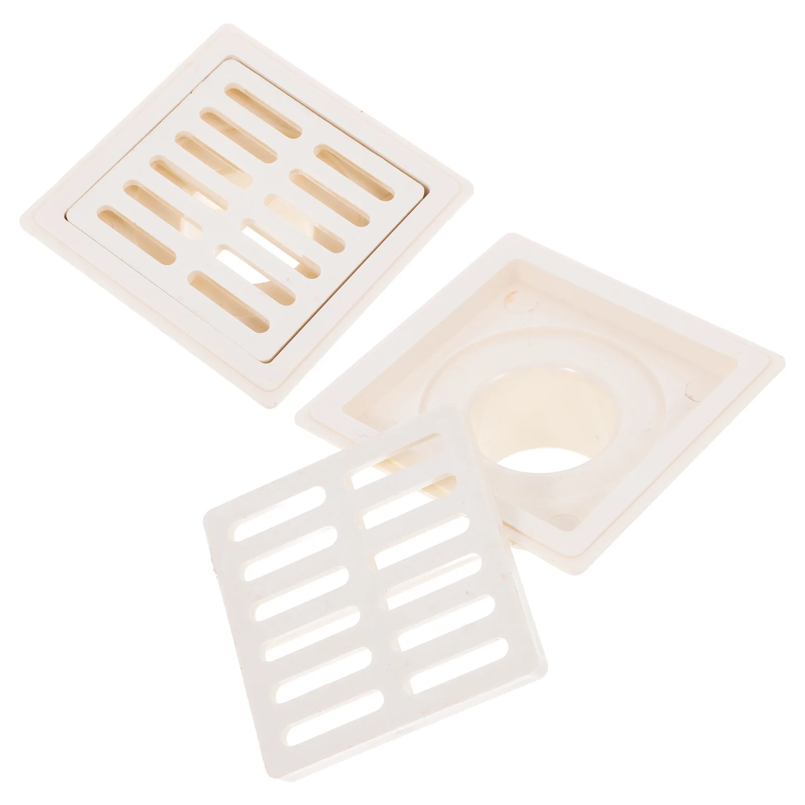 2 Pcs Drain Pipe Floor Square Shower Cover for Garden Basement Outdoor Roof Filter Convenient Bathroom Balcony