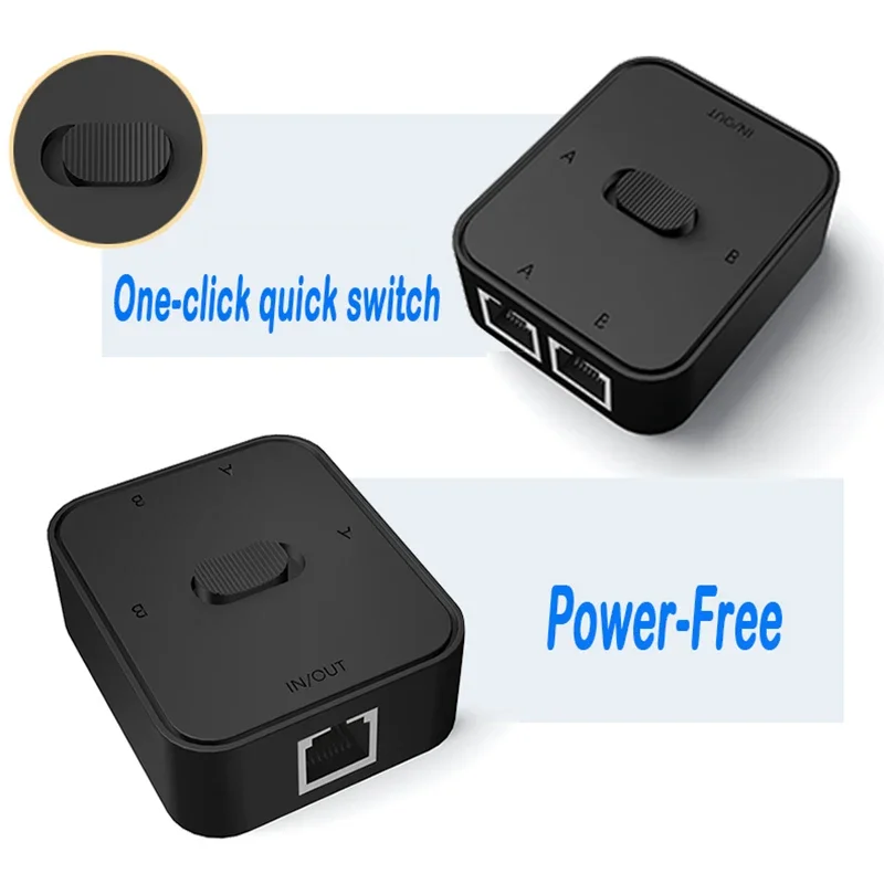 2포트 1000Mbps 기가비트 네트워크 스위치 RJ45 스위치 네트워크 분배기 케이블 익스텐더 셀렉터 무전원 2웨이 어댑터 커넥터