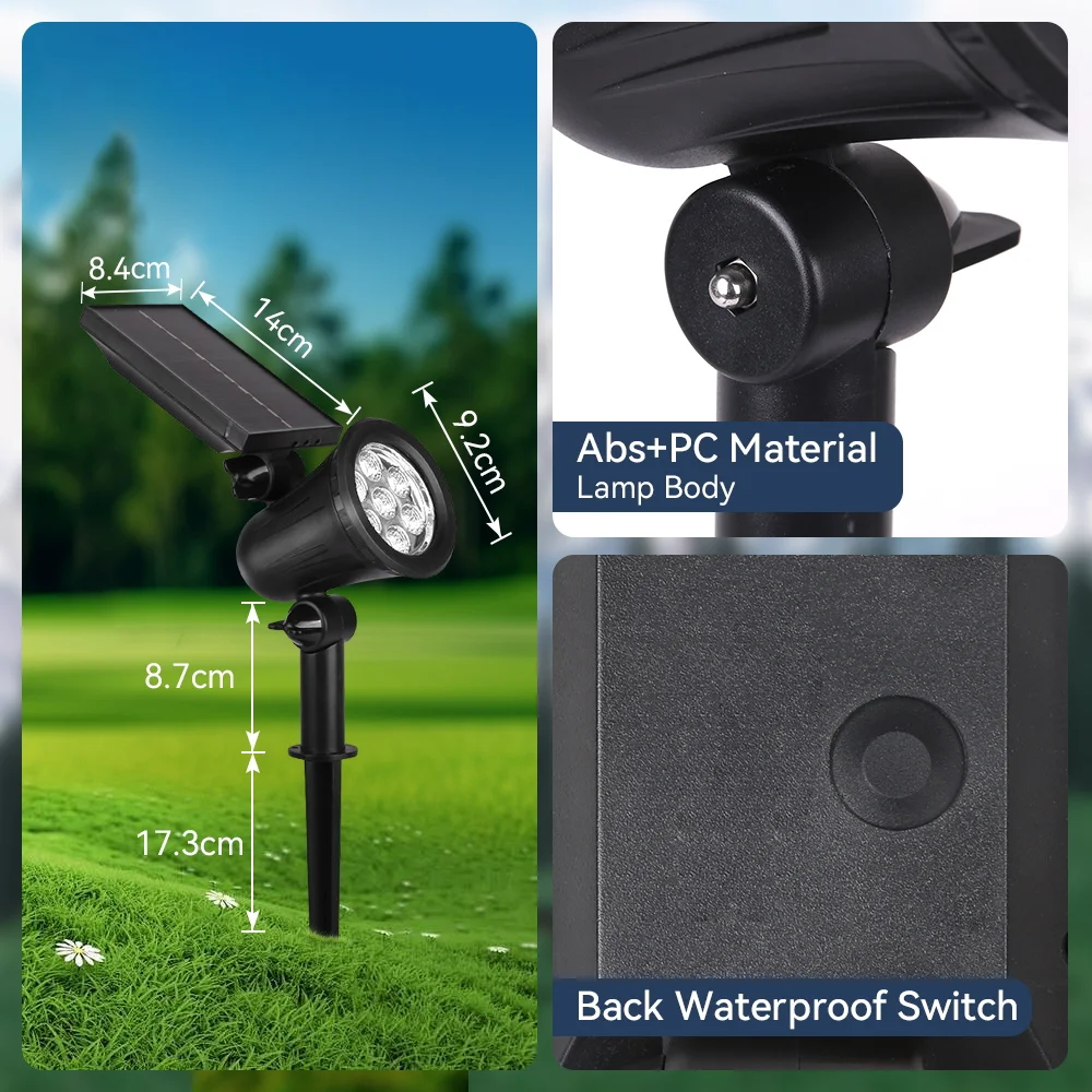 Outdoor Solar Lights Home Garden Patio Walkway Lawn Waterproof Led Solar Lamp Spotlight Decorations Energy Yard Lantern Lighting