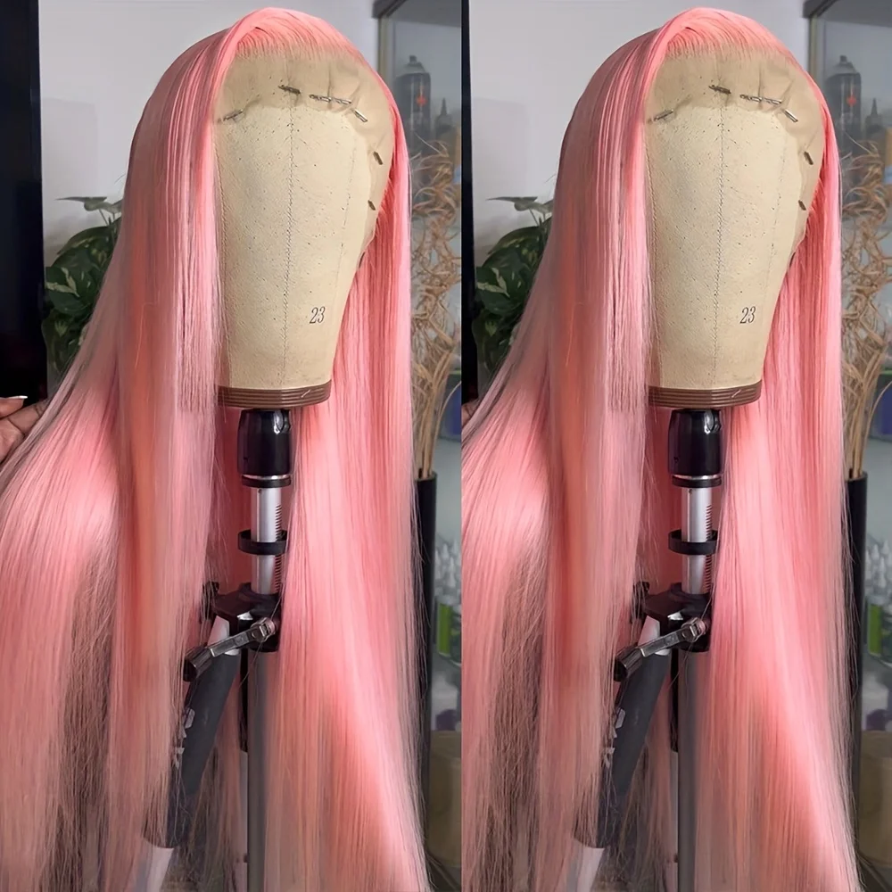 30 36 Inch 13x4 Pink Lace Front Wig Human Hair 13x6 Straight Hd Lace Frontal Wig For Women Brazilian Light Pink Colored Wigs