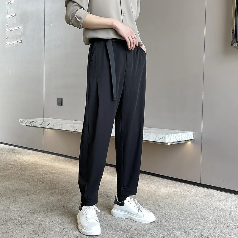 

Мужские шаровары в стиле Харадзюку, широкие брюки с эластичным поясом, мужские брюки в стиле смарт-кэжуал, свободные спортивные штаны для бега, большие размеры 5XL