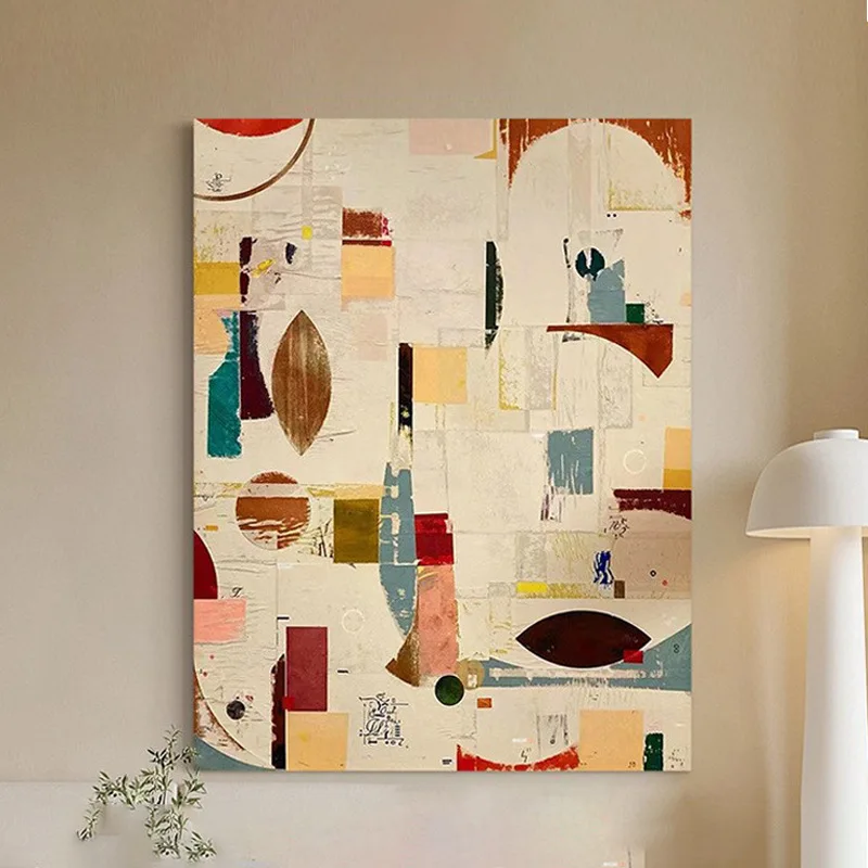 

Large Hand-painted Oil Painting Textured Color Block Handmade Wall Art Living Room Wabi-sabi Wall Decor Wind Abstract Home Decor
