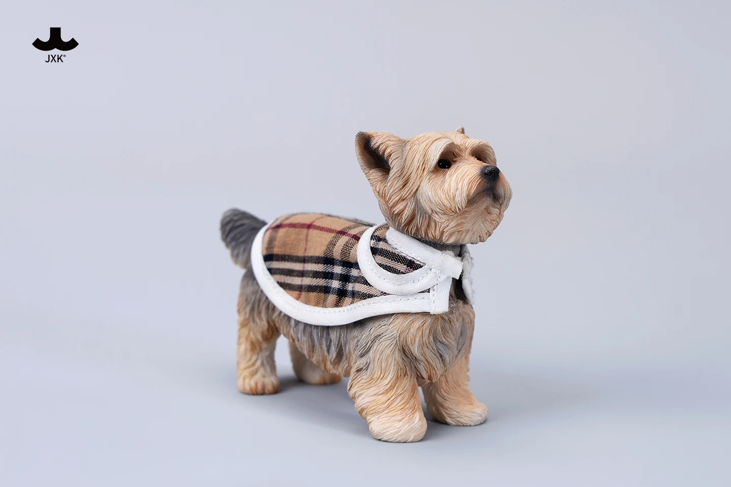 JXK229 1/6 With Checkered Cloak Yorkshire Terrier Figurine