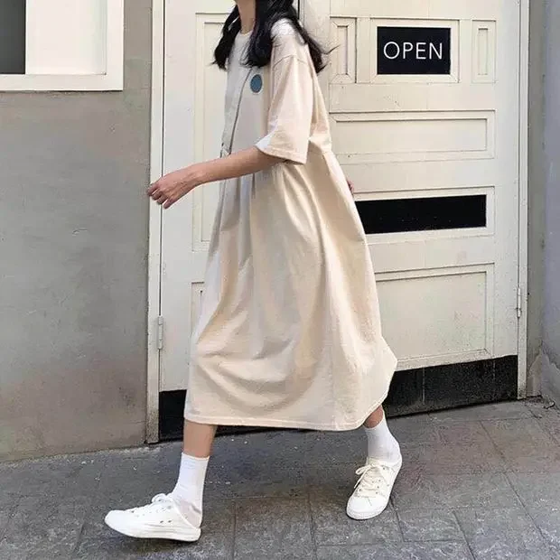 Maternity Dress Short Sleeves Summer Medium-length Knee-length T-shirt Loose-fit Pregnancy Dress Summer Wear womens dresses