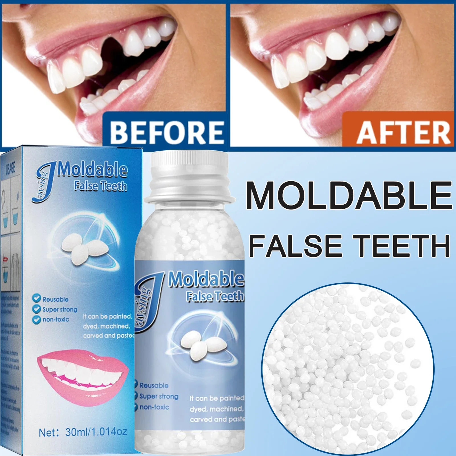 

Sdotter New Temporary Tooth Repair Beads Missing Broken Teeth Dental Tooth Filling Material Food Grade False Teeth Solid Glue De