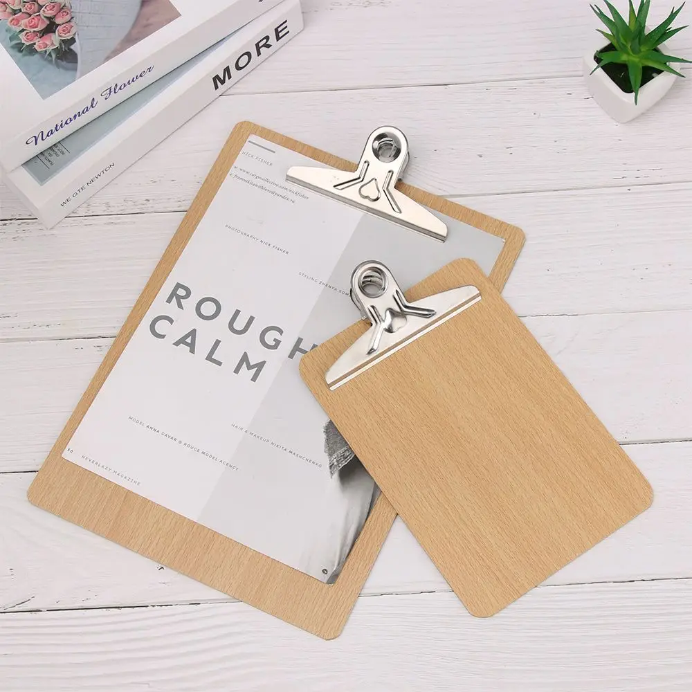 1Pc A4 A5 Wooden Clipboard Wood Clips Writing Sheet Pad Note Board Storage Folders Clips Office Restaurant Hotel Supplies