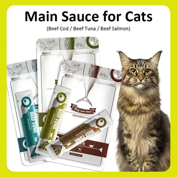 Cat Strips 13gX8PCS Wet Food Pet Cat Snacks Cod Tuna Beef Pet Food Cats Supplement Protein DHA Cat Sauce Make Hair Beautiful 1