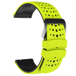 Two - Tone Silicone Sport Wristband Replacement Strap, 20mm/22mm - 22mm Watchband (Green Black)