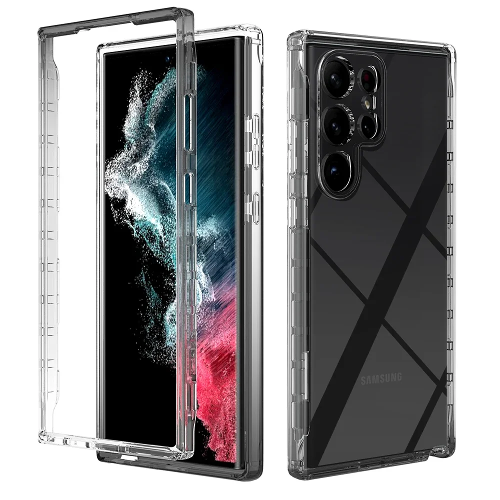 thumbnail image 1 of Transparent Gradient Rugged Armor Shockproof Case For Samsung Galaxy S22 S23 S24 Ultra S21 S20 FE S10 Note 9 10 20 Back Cover, 1 of 4