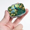 Tropical Style 2-Grid Peacock Pattern Pill Box-Stylish Portable Pill Box,Perfect for Pocket or Purse-Durable Vitamin Storage Box 5