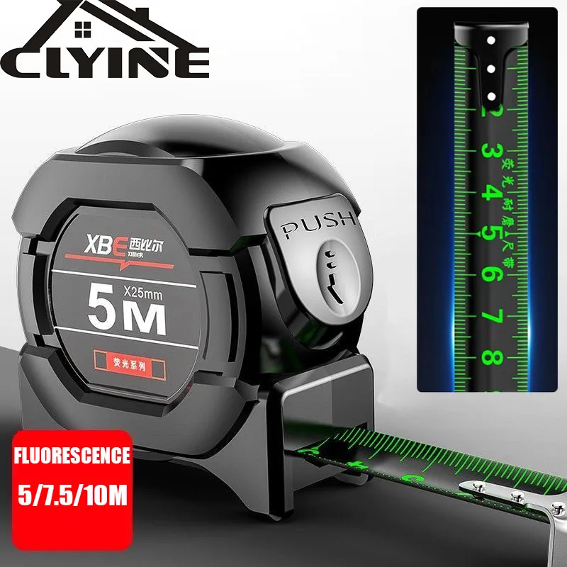 레이저 줄자 자체 잠금 고정밀 강철 테이프, 검정색 형광, 내마모성, 낙하 방지 디지털 미터법 테이프