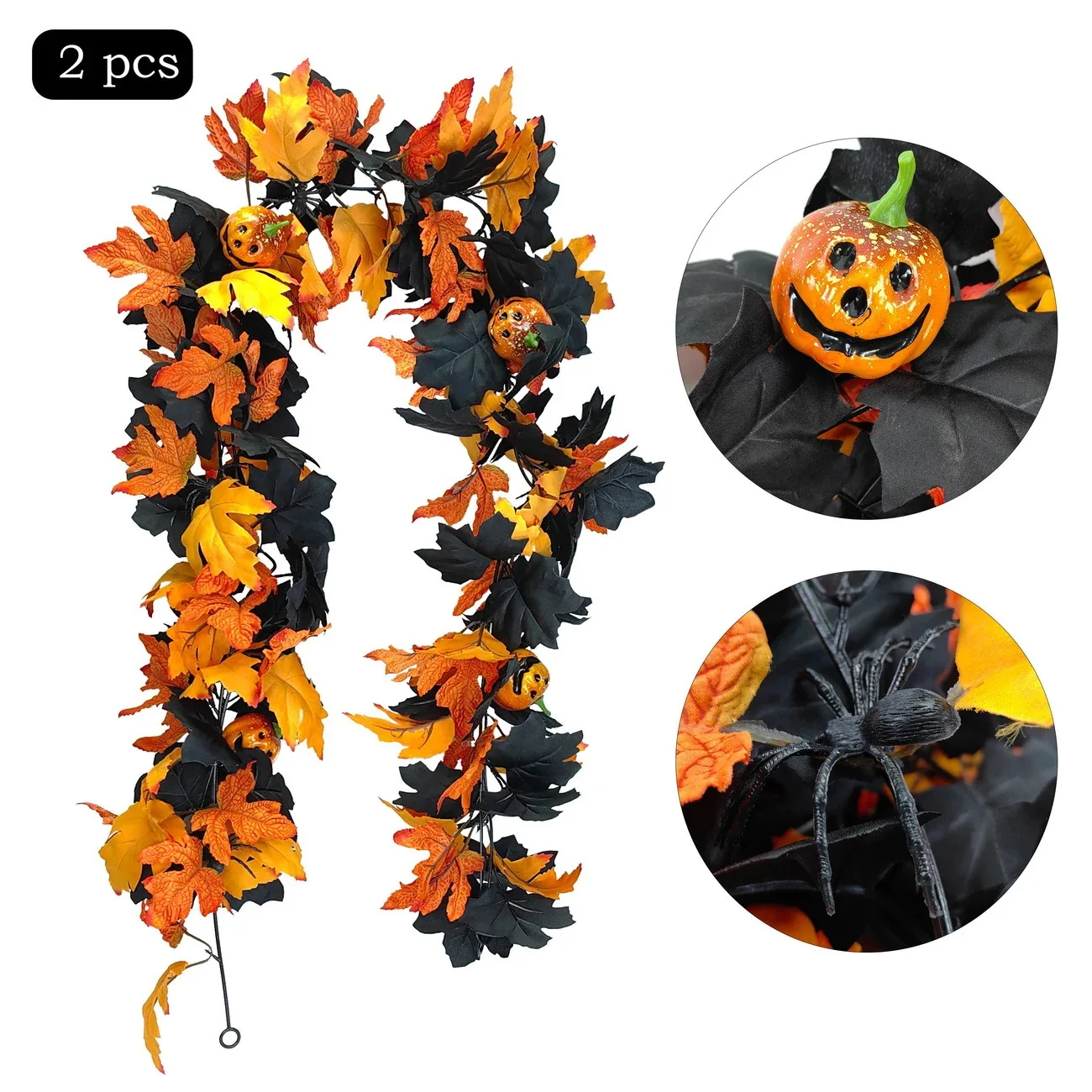 Halloween Pumpkin Cane Flying Indoor Fall Maple Leaf Garland Maple Leaf Autumn Thanksgiving Decor for Party Desk Decor