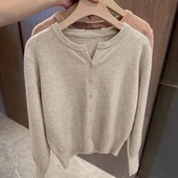 New Fashion Women's Thin Fleece Knit Loose Short Cashmere Sweater Round Neck, Warm Korean Sle Casual Female Sweater Top Cloting - Image 2
