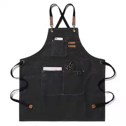Women's Fashion Canvas Apron for Home, Kitchen, and Garden Use (Black)